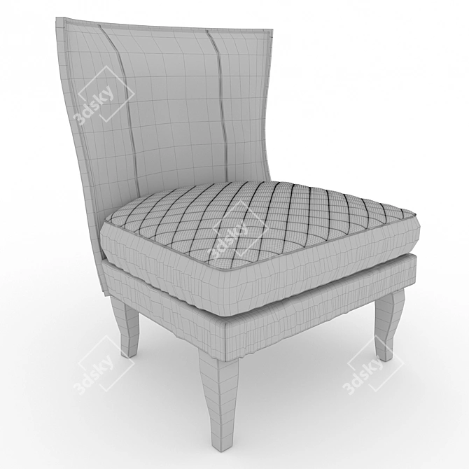 Luxury Quilted Italian Walnut Wing Chair 3D model image 3