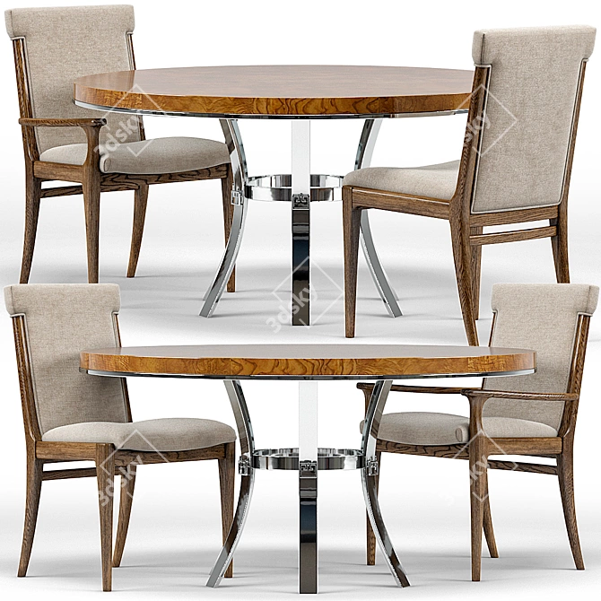 Modern Soho Round Dining Table with Westwood Chairs 3D model image 1