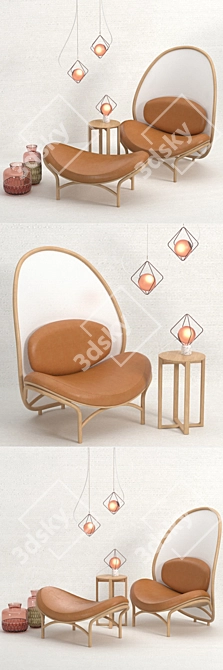 Chips Lounge: Airy Leather Chair 3D model image 2