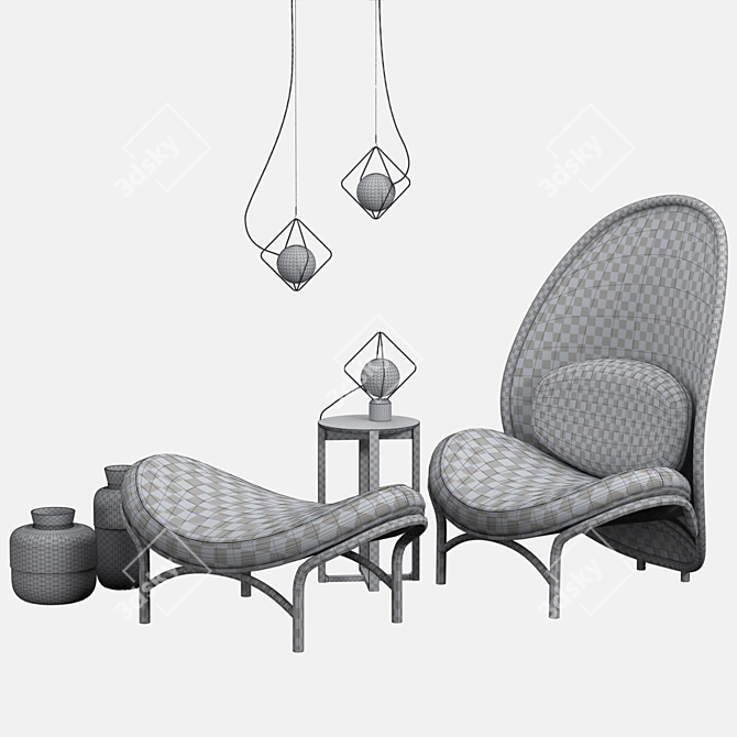 Chips Lounge: Airy Leather Chair 3D model image 3