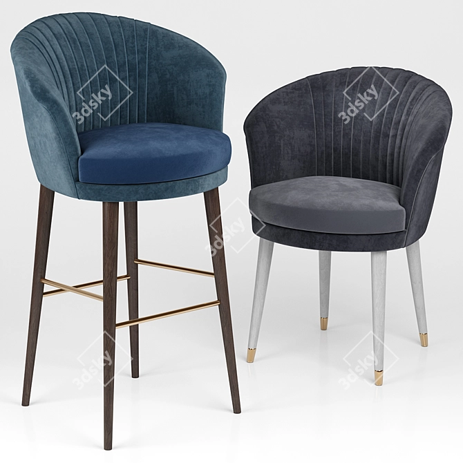 Lupino Elegant Bar Chair 3D model image 1