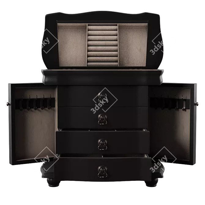 Elegant Wood Jewelry Box 3D model image 3