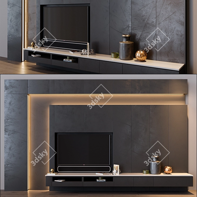 Sleek HD TV Set 3D model image 1