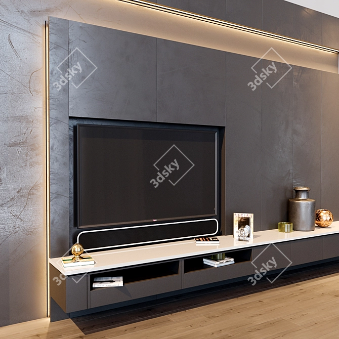 Sleek HD TV Set 3D model image 2