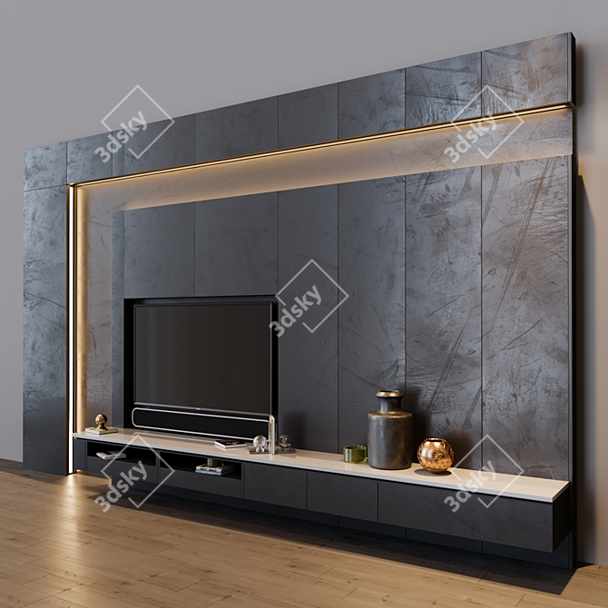 Sleek HD TV Set 3D model image 3