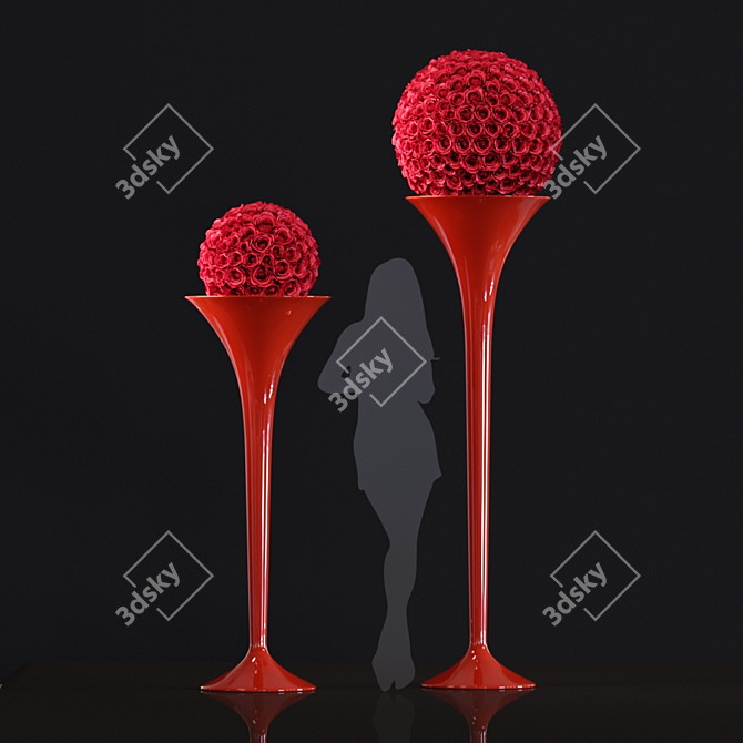 Elegant Floral Vase Set 3D model image 2