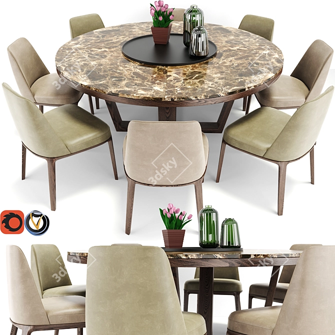 Elegant Sophia Dining Set 3D model image 1