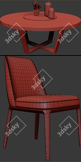 Elegant Sophia Dining Set 3D model image 3