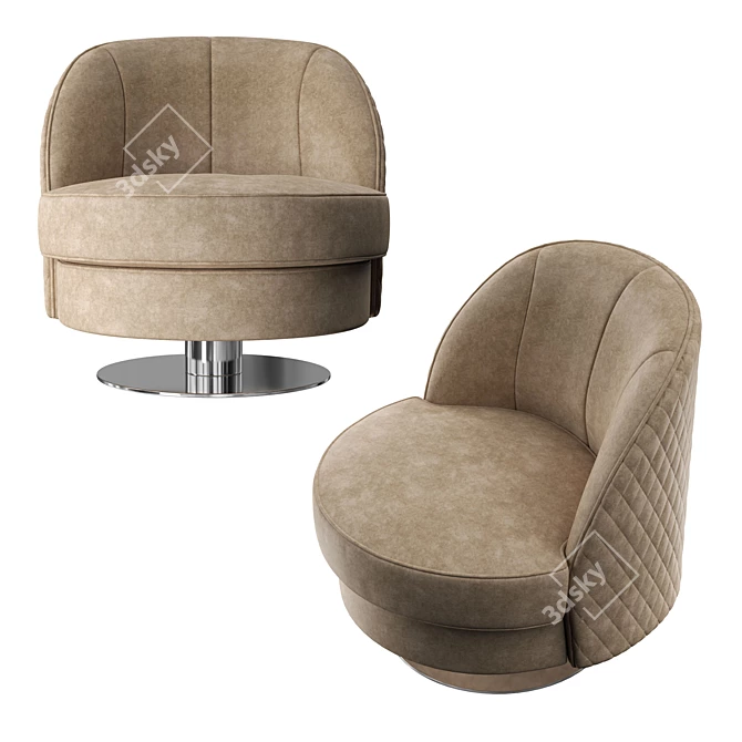Glamorous Charlotte Swivel Armchair 3D model image 2