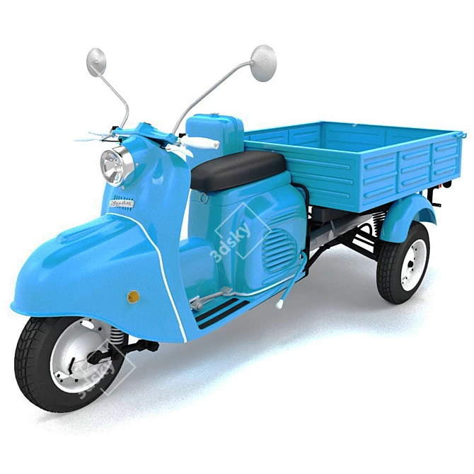 Vintage Soviet Three-Wheel Motor Scooter 3D model image 1