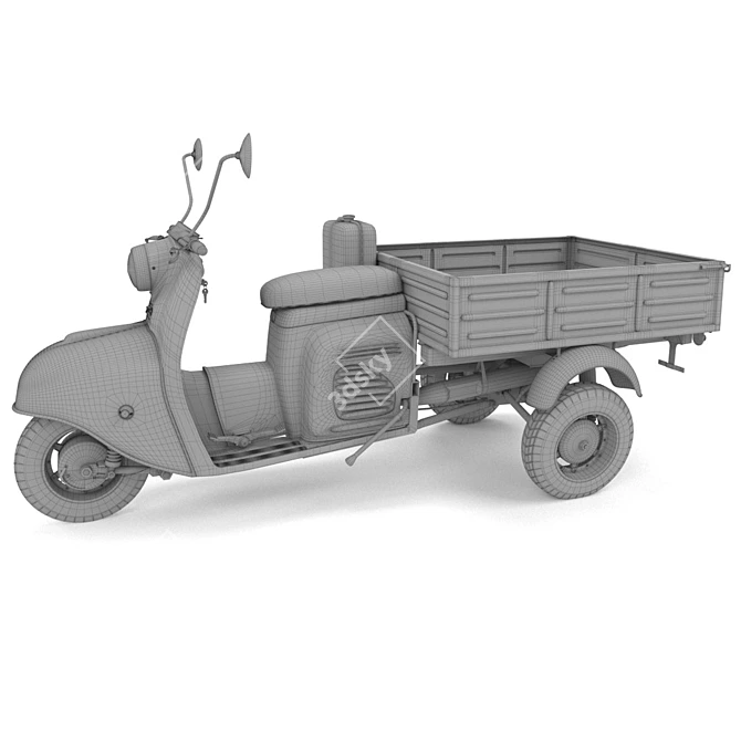 Vintage Soviet Three-Wheel Motor Scooter 3D model image 3