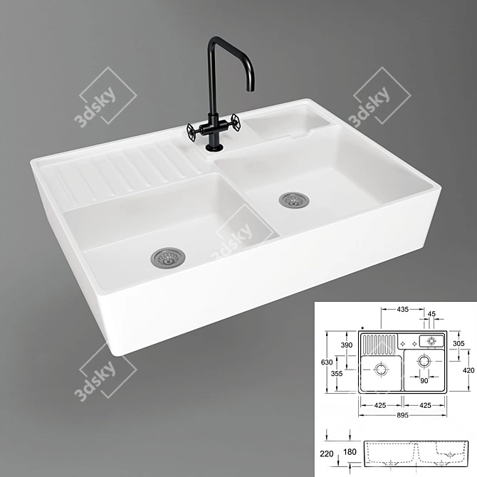 Luxury VILLEROY&BOCH Double Sink 3D model image 1