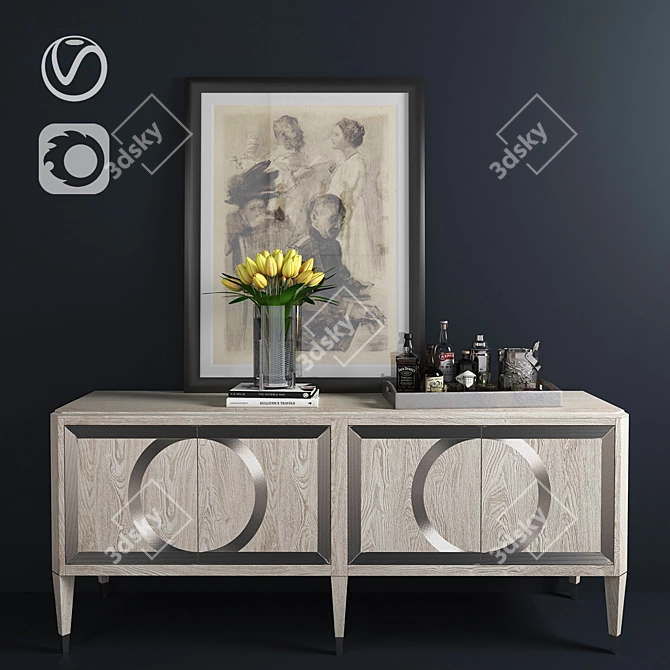 Domaine Blanc Entertainment: Elegant and Versatile Entertainment Console 3D model image 1