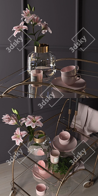 Pink Passion Decorative Trolley Set 3D model image 2