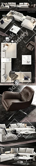 Modern Minotti Hamilton Sofa: Elegant & Comfortable 3D model image 2