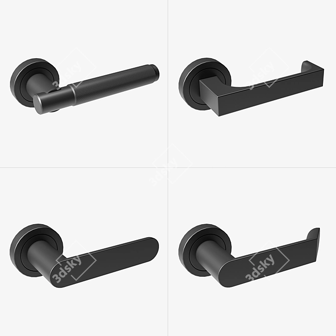 Elegant Door Handles Collection 3D model image 1