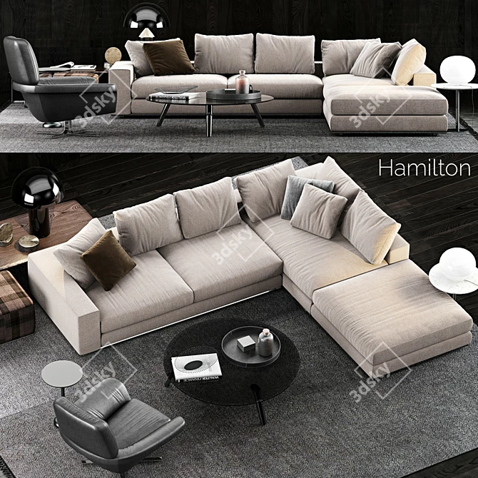 Elegant Minotti Hamilton Sofa Set 3D model image 1