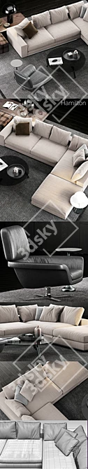 Elegant Minotti Hamilton Sofa Set 3D model image 3