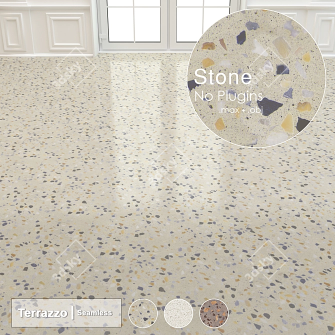 Elegant Terrazzo Stone Collection 3D model image 1