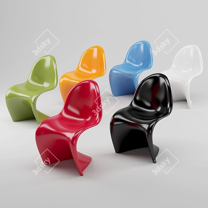 Vibrant Retro Chair 3D model image 3