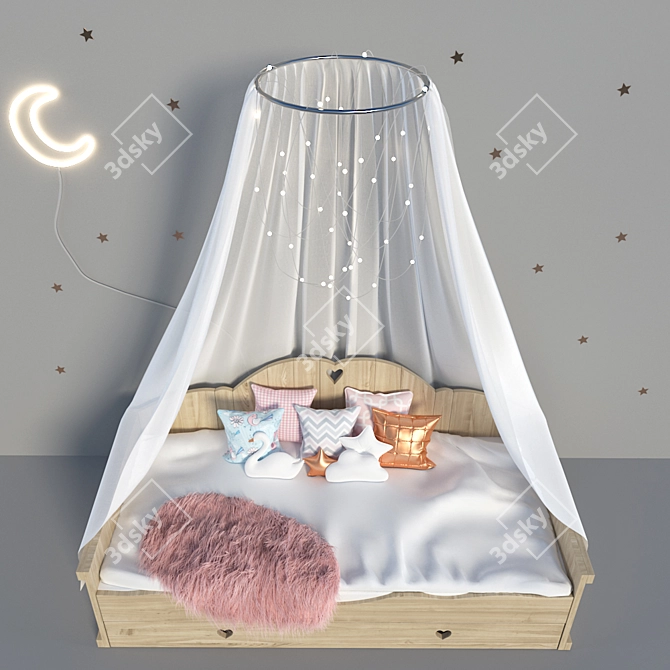 Baby Bed and Accessories Set 3D model image 2