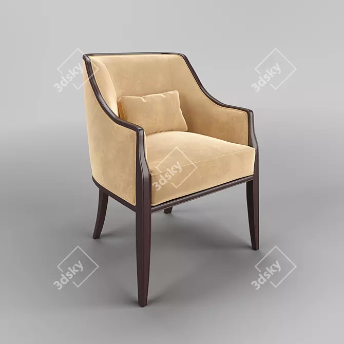 Luxurious Mahogany Semi-Seat by Fratelli Barri MESTRE 3D model image 1