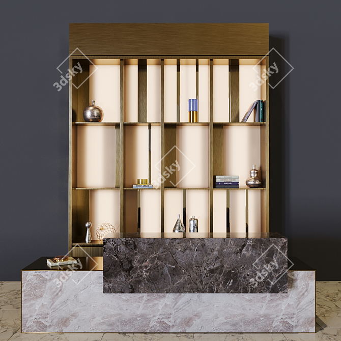 Sleek Reception Counter and Showcase 3D model image 1