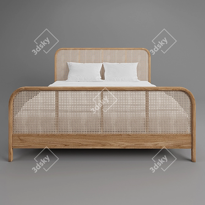 Rustic Rattan Bed 3D model image 3