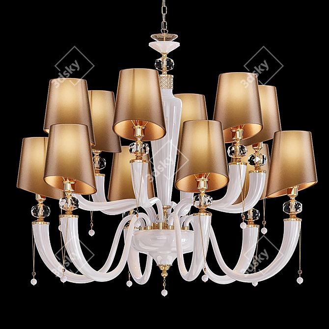 Regal Blue and Gold Chandelier 3D model image 1