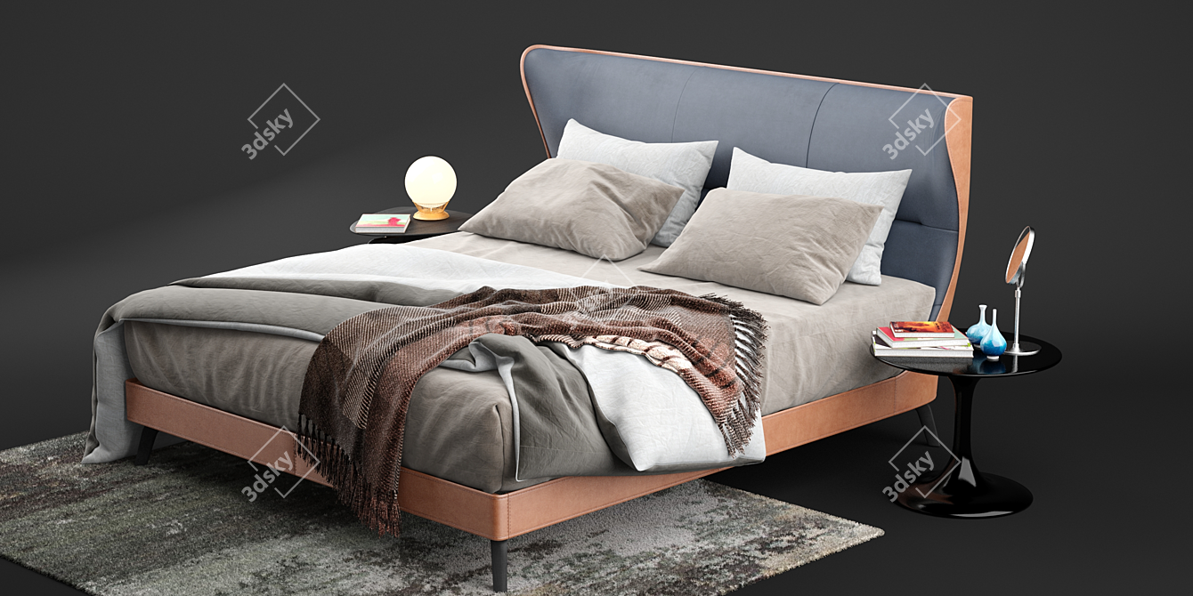 Poltrona Frau Mamy Blue Leather Bed 3D model image 2