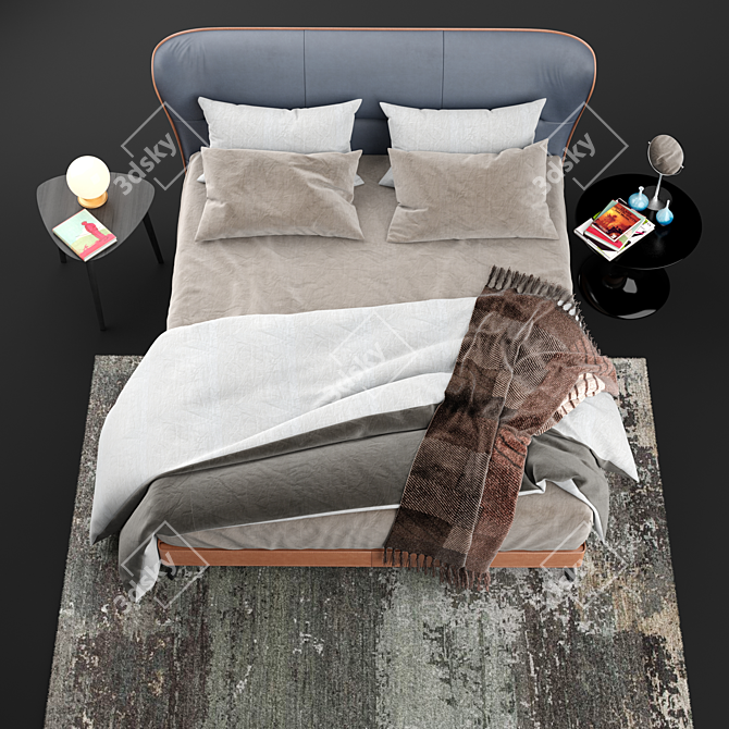 Poltrona Frau Mamy Blue Leather Bed 3D model image 3