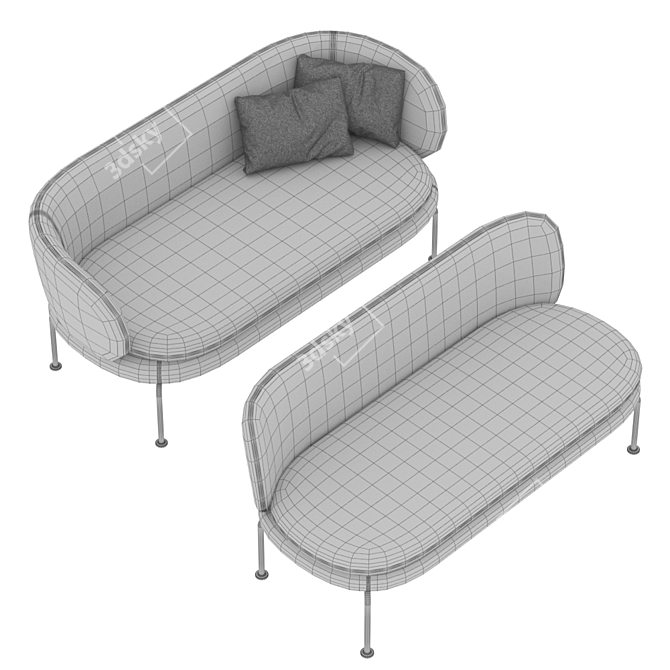 Elegant Soave Sofa 3D model image 3