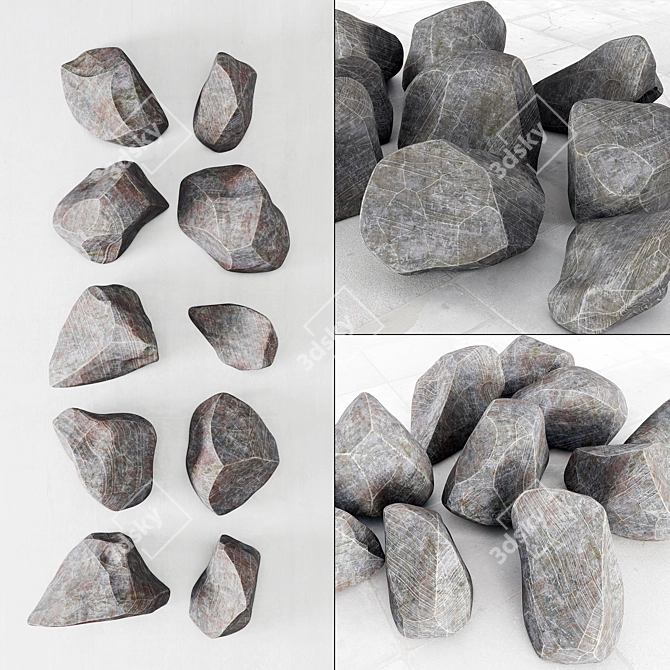 Majestic Stone Polygon Collection 3D model image 1