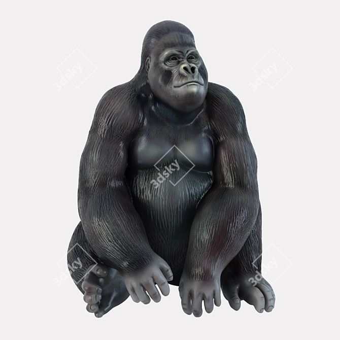 Gorilla Sculpture: Majestic Pose 3D model image 1