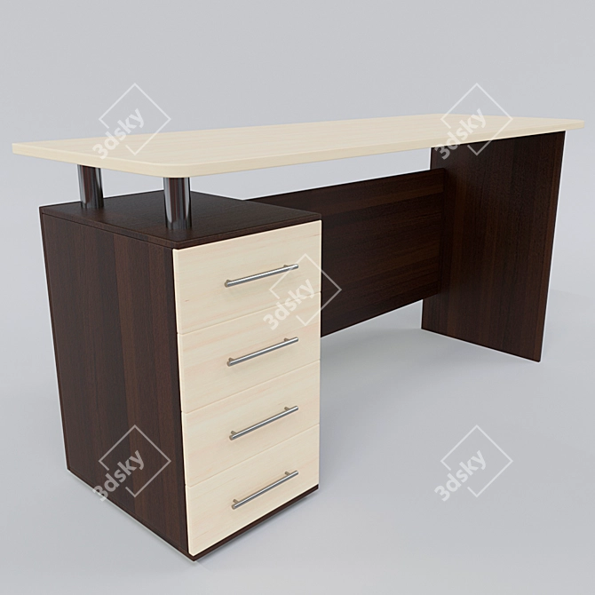 Modern Compact Computer Desk 3D model image 1