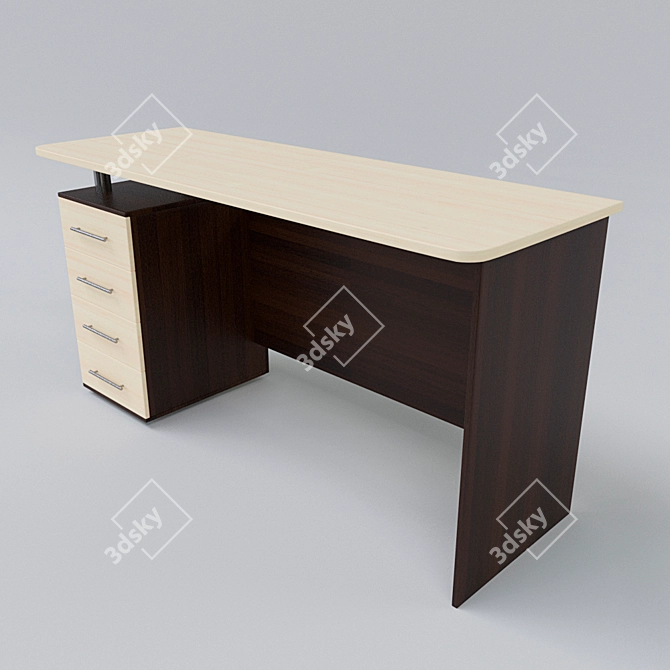 Modern Compact Computer Desk 3D model image 2