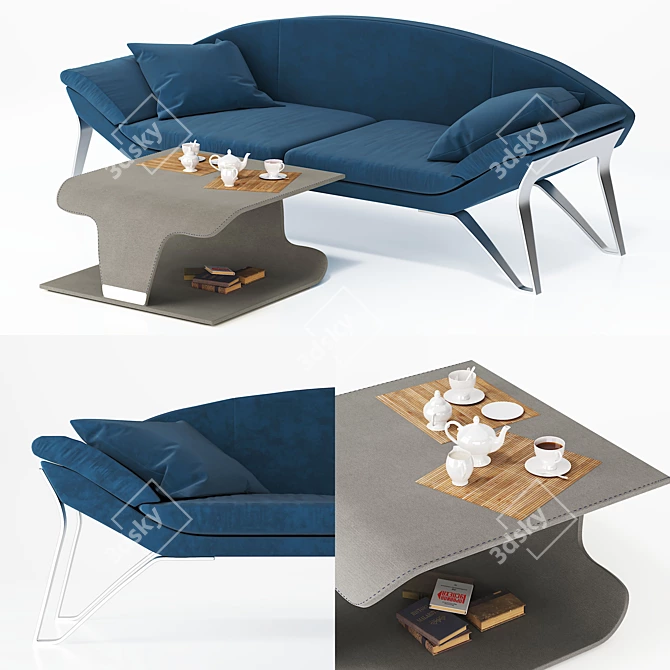 Formitalia Aston Martin Set: Sofa & Side Table 3D model image 1