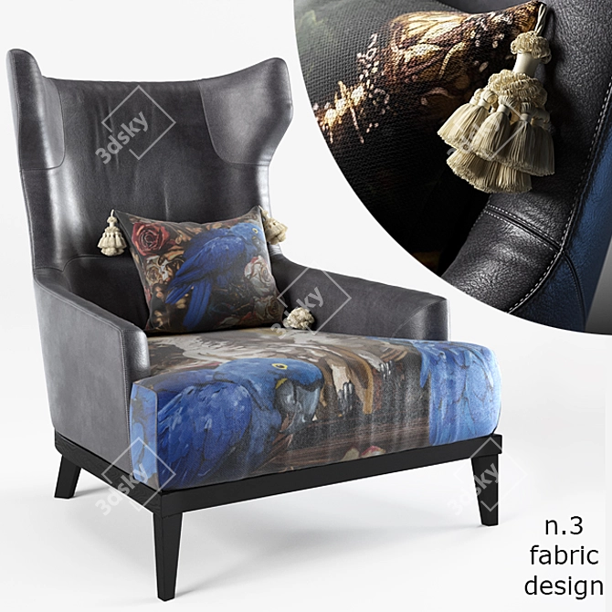 Black Attitude Upholstered Armchair 3D model image 1