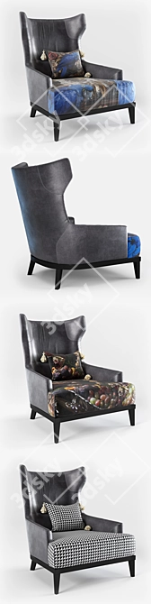 Black Attitude Upholstered Armchair 3D model image 2