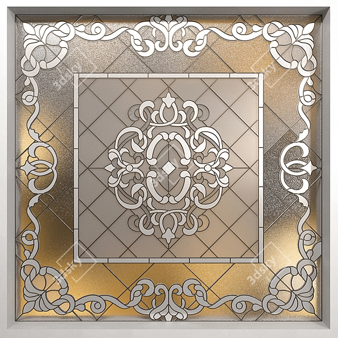 Geometric Stained Glass Ceiling 3D model image 3