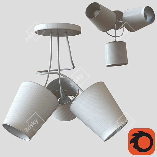 EGLO Anodized Aluminum Chandelier 3D model image 3