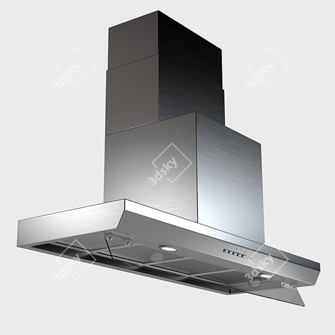 Sleek Virgola Hood: Tempered Glass, LED Lighting 3D model image 1