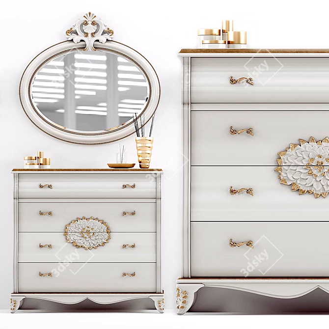 Elegant Carpanese Dresser Set 3D model image 1