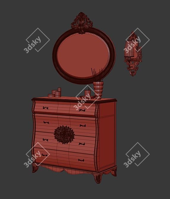 Elegant Carpanese Dresser Set 3D model image 3