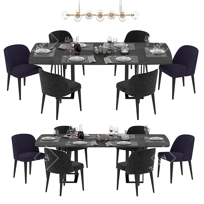 Minimalist Dining Set: Meridiani 3D model image 1