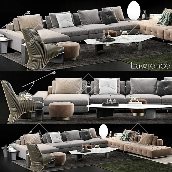 Elegant Minotti Lawrence Sofa Set 3D model image 1