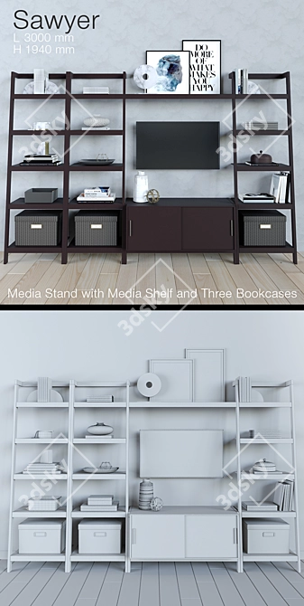 Sawyer Media Stand: Stylish Modular Design 3D model image 2