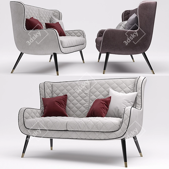 Modern Baxter Dolly Sofa 3D model image 2
