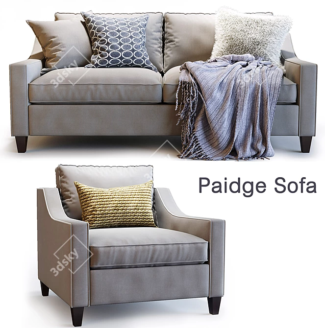 Title: Modern Paidge Loveseat by West Elm 3D model image 1