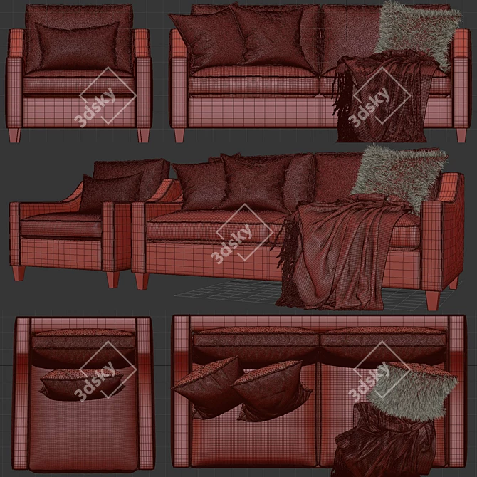 Title: Modern Paidge Loveseat by West Elm 3D model image 3